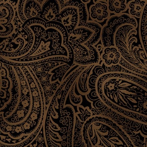 Radiant Paisley Chestnut By KANVAS STUDIO. 108 Wide Back 100% Cotton Fabric by the Yard.