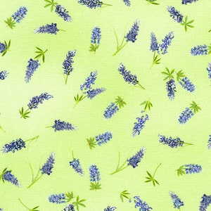 Texas In Bloom. Tossed Bluebonnets. Robert Kaufman 100% Cotton Fabric by the Half Yard.