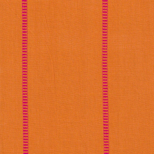 Premium Yarn Dyes From Benartex. Dobby Railroad Stripe Orange. 100% Cotton by the Half Yard.