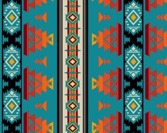 Spirit Trail by Whistler Studios Collection. Turquoise Heirloom. 100% Cotton Fabric by the Half Yard.