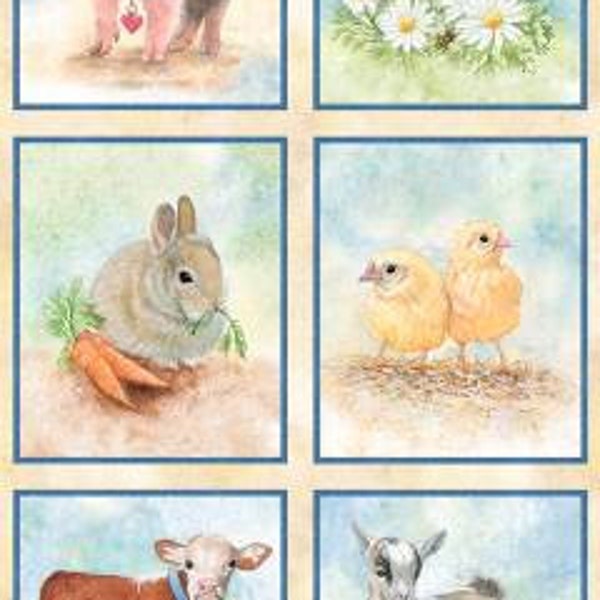 Barnyard Babies Patches BYBA5273-PA. From P & B Textiles Barnyard Babies by Clint Eagar Collection Fabric Panel. 100 % Cotton.