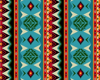 Spirit Trail by Whistler Studios Collection. Turquoise Huallpa. 100% Cotton Fabric by the Half Yard.