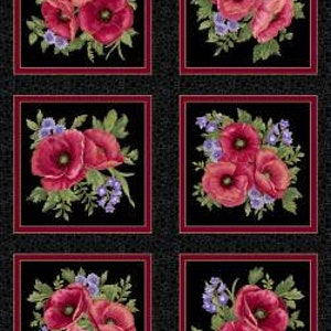 Amazing Poppies by Ann Lauer Collection. From Benartex. 100% Cotton Fabric Panel.