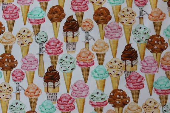 Riley Blake Sweet Tooth Ice Cream Cones 100 Cotton By The Etsy
