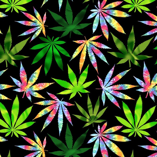 Psychedelic Cannabis. David Textiles. 100% Cotton Fabric by the Half Yard.