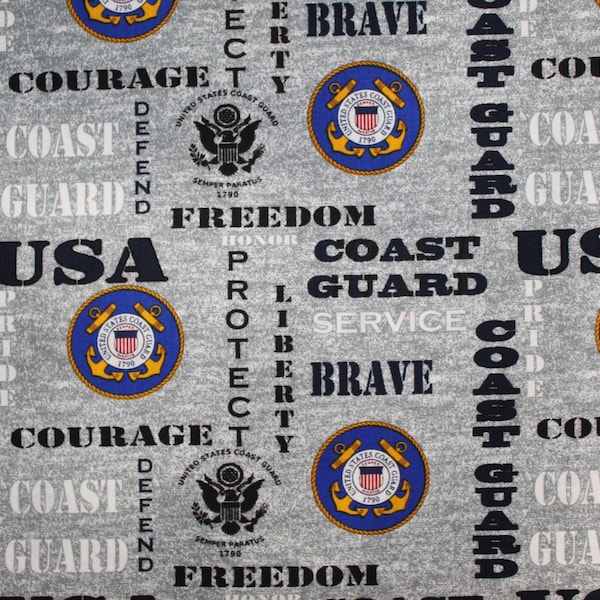 Military Prints Coast Guard Heather 100% Cotton Fabric by the Half Yard.
