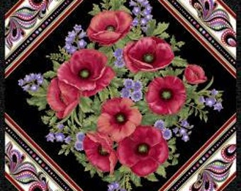 Collection Amazing Poppies by Ann Lauer. De Benartex. Panneau de tissu 100% coton.