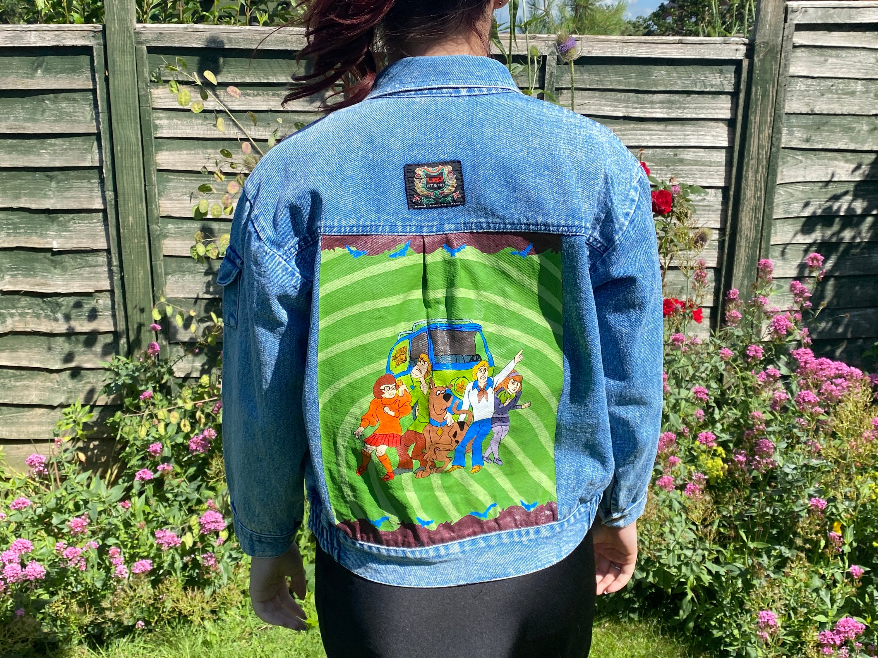 Hand painted denim jacket Scooby Doo design Etsy