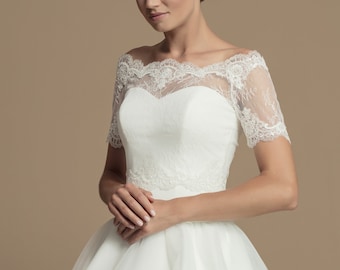 Items Similar To Luxury Long Bridal Caplet Beaded Lace Cape Boat