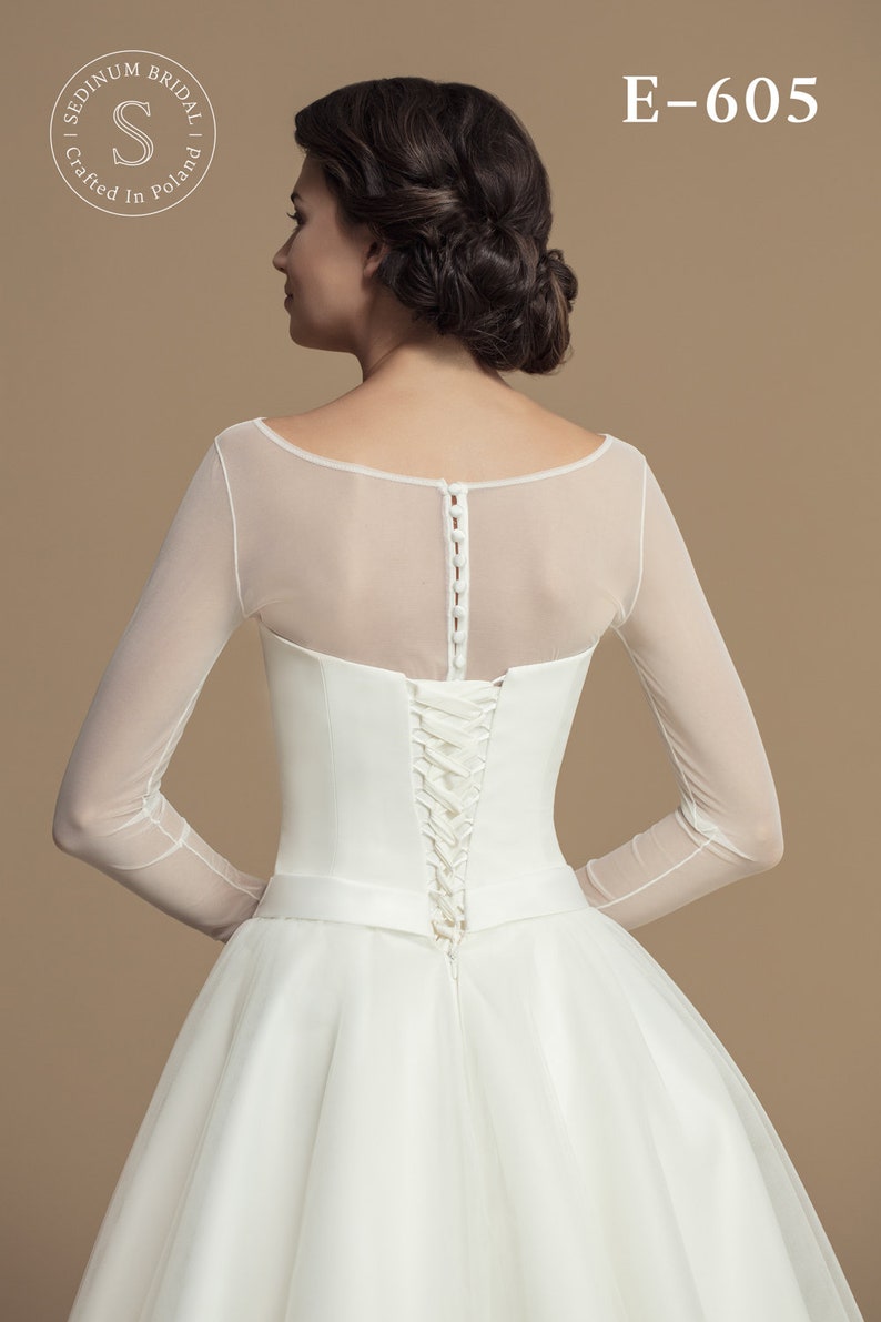 Long Sleeve Bridal Top Stretch Tulle Bolero Full 2019 Custom Etsy