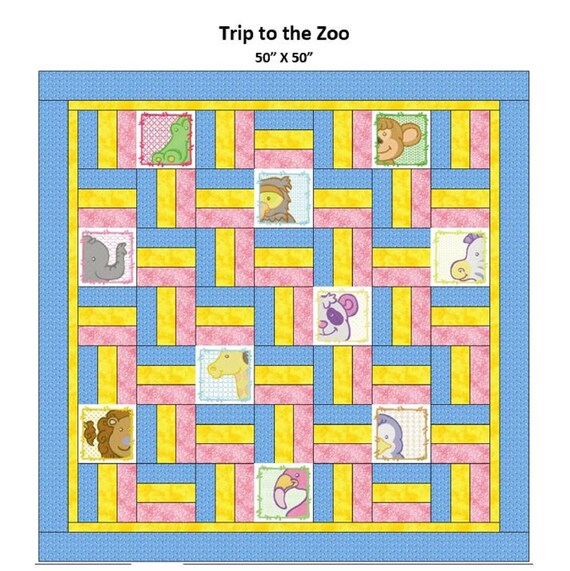 Trip To The Zoo Quilt Pattern Incluye archivos de diseño de Etsy