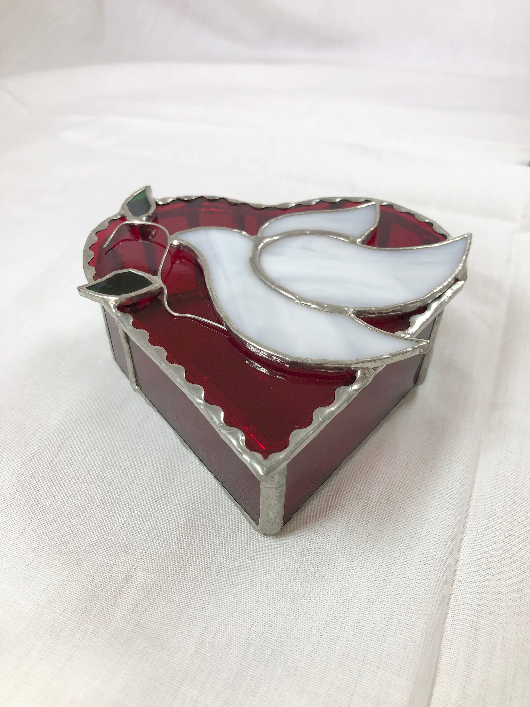 Stained Glass Heart Shaped Peace Dove Box - Etsy