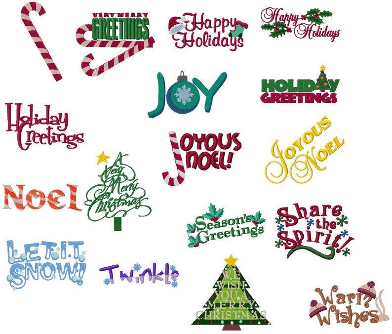 Christmas Sayings Machine Embroidery Design Set 4X4 Etsy