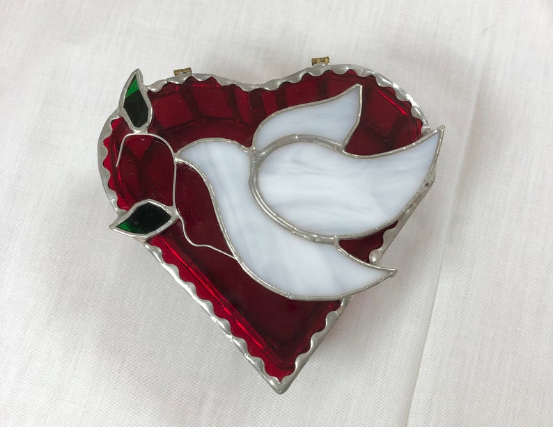 Stained Glass Heart Shaped Peace Dove Box - Etsy