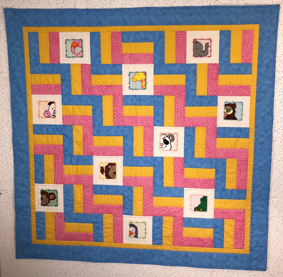 Trip To The Zoo Quilt Pattern Incluye archivos de diseño de bordado