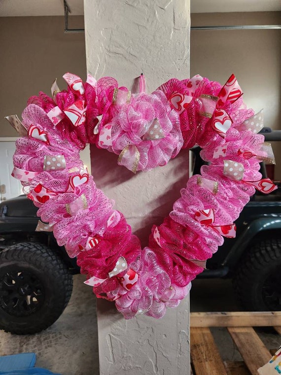 Double-Sided Fluffy Valentine Wreath - Girl, Just DIY!