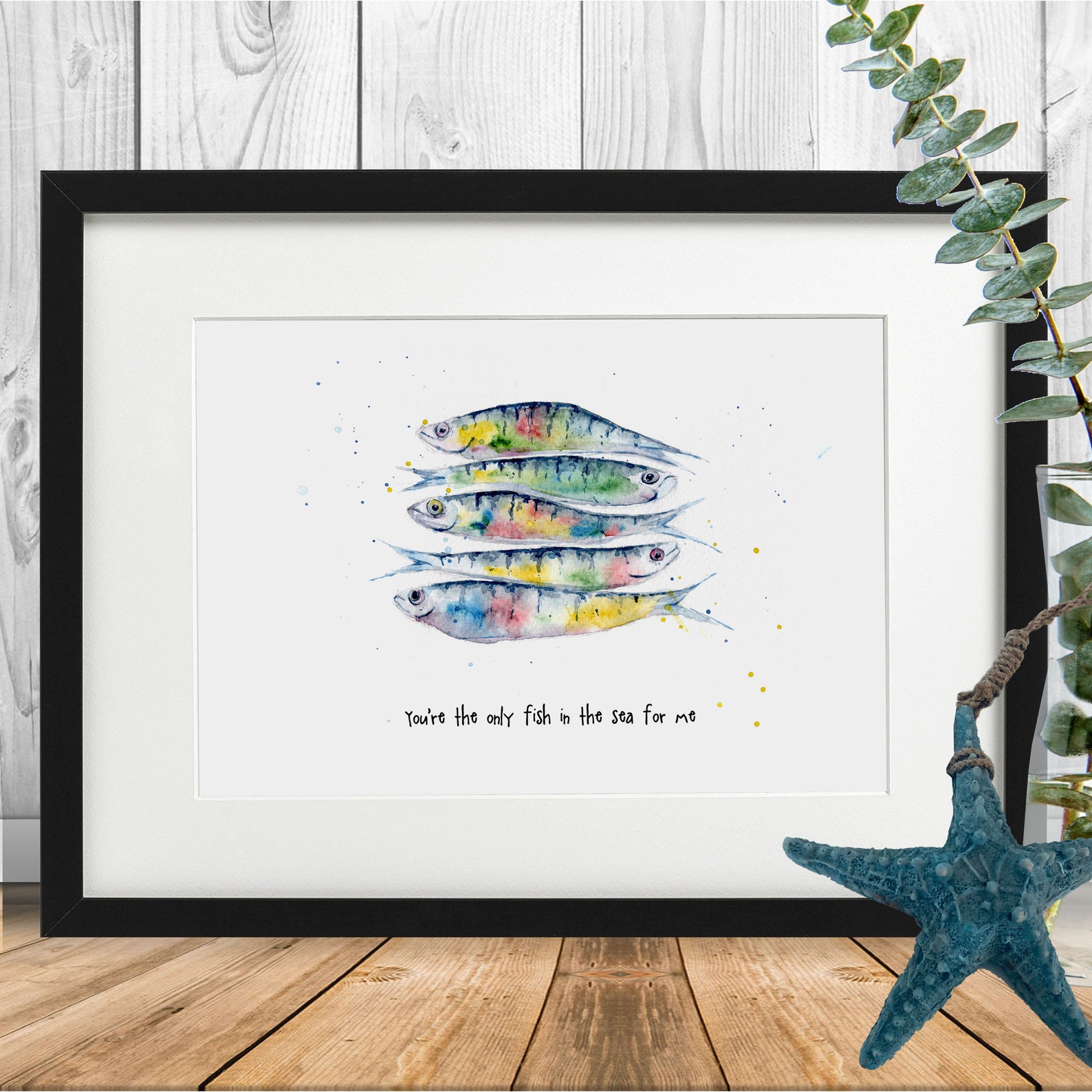Fish art print. You're the only fish in the sea for me. | Etsy