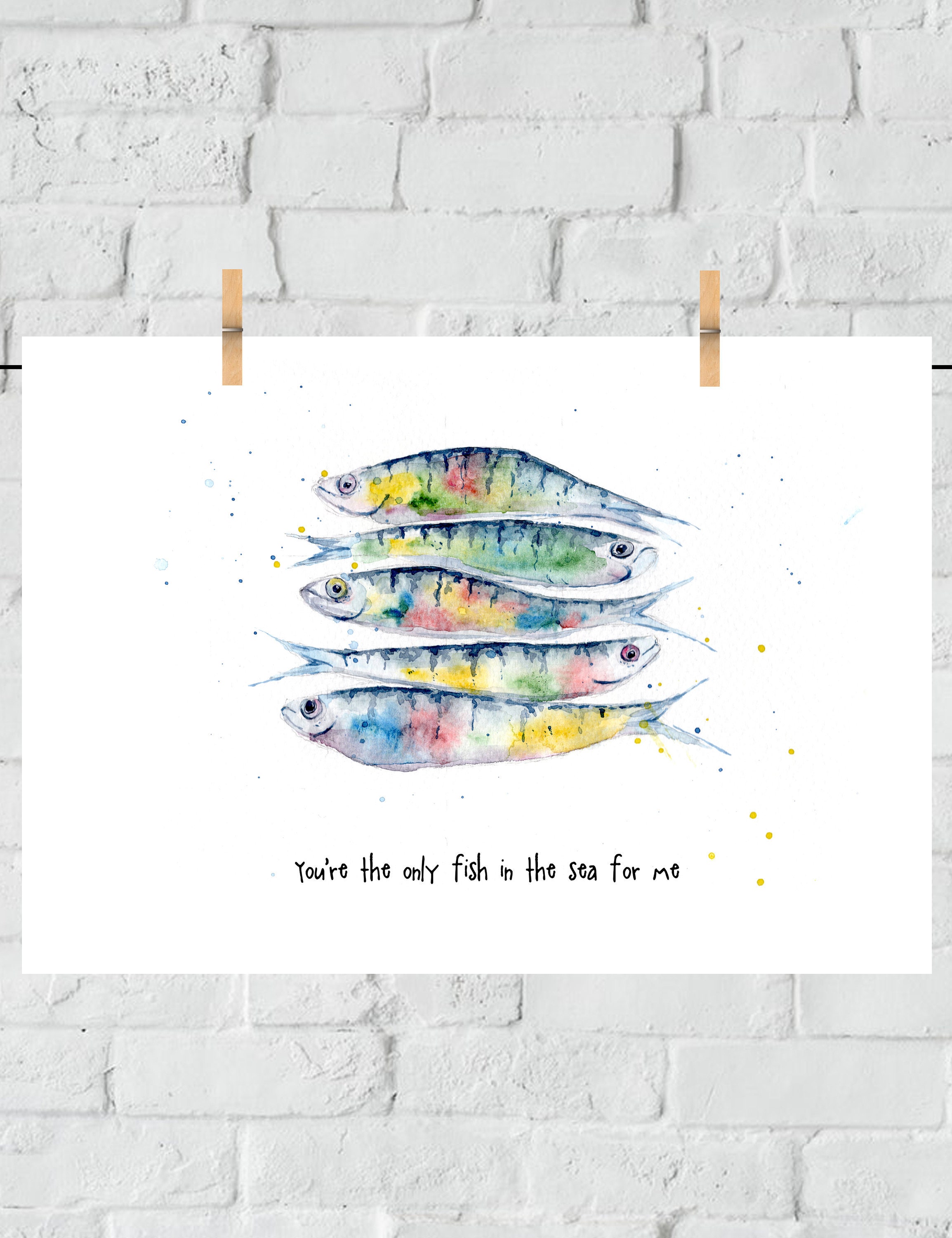 Fish Art Print. You're the Only Fish in the Sea for Me. | Etsy Australia