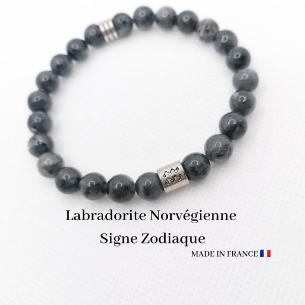 Bracelet pierres labradorite Norvégienne   signe zodiaque astrologique/ extensible sur mesure