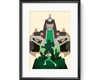 Mighty Morphin Power Rangers Dragonzord Green Ranger Poster Print