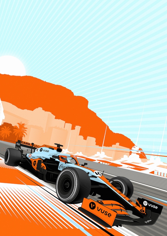 F1 Mclaren Limited Edition Gulf Monaco Formula 1 Poster Print 