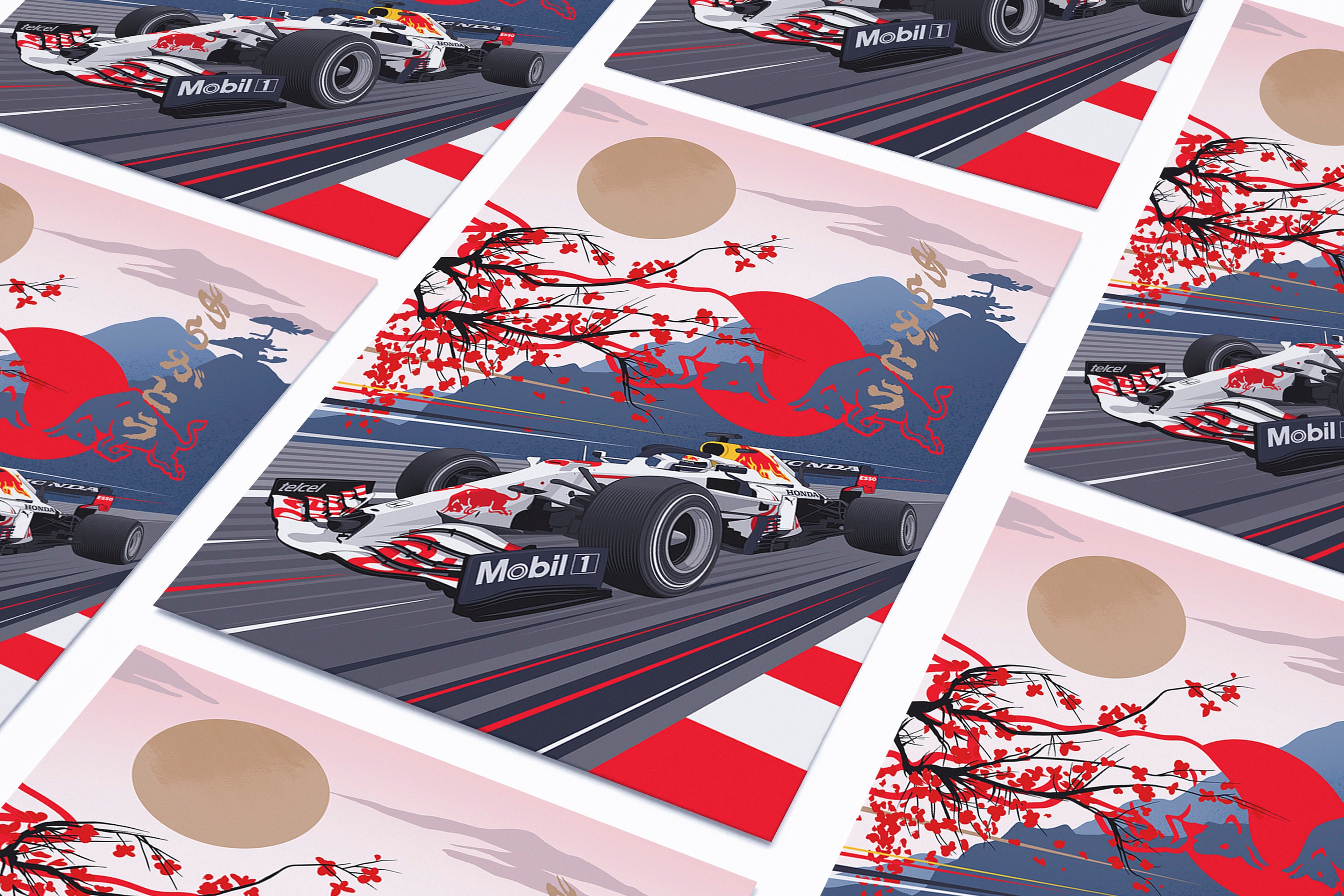 Impression d'affiche de Formule 1 F1 Red Bull Honda livrée japonaise en  édition limitée -  France