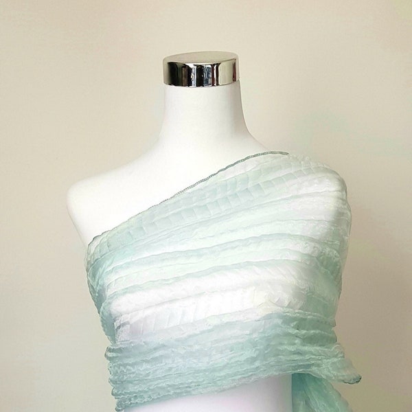 Mint Green Shawl, Mint Green Shawl, Green Crushed Shawl, Green Organza Shawl, Green Scarf, Green Wrap, Green Wrap, Green Organza Shawl, Gift