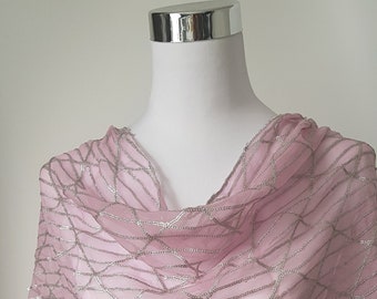 Pink Shawl, Pink Scarf, Slightly Faulty see descrip, Pink Sequins Shawl, Pink Wedding Shawl, Pink Embroidered Scarf, Pink Wrap, Bridal Wrap