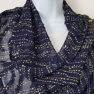 Chiffon Scarf. Patterned Scarf. Blue Patterned Shawl. Wrap. Scarf Gift. Gift  For Her. Gift