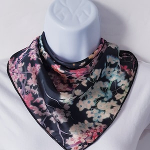 Floral Silk Scarf, Charmeuse Silk Square, Silk Square, Charmeuse Scarf, Square Scarf, Neck Scarf, Gift For Her, Scarf Gift, Gift