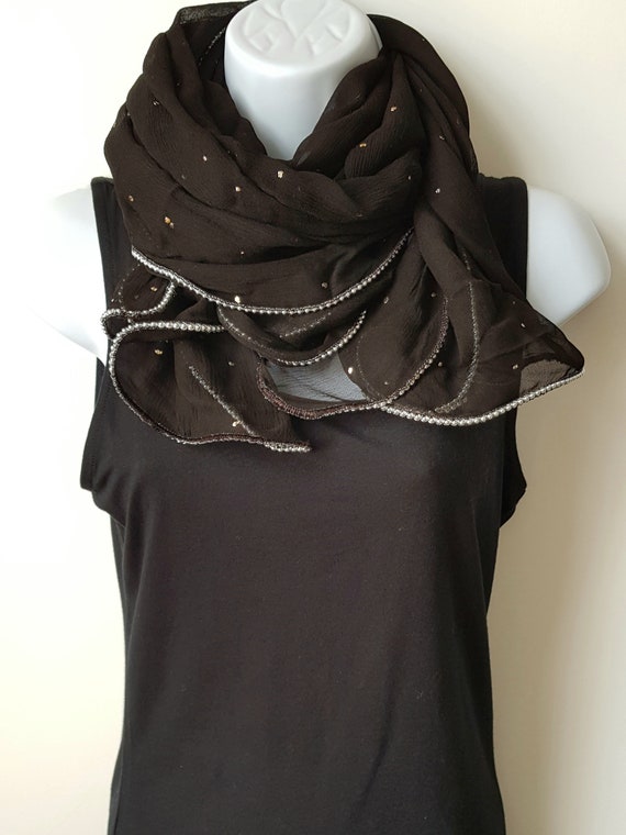 black chiffon scarf wrap