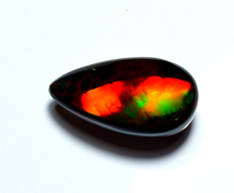 ETHIOPIAN OPAL GEMSTONE Cabochon 4.60 ct Pear Shape Ethiopian Opal Ring Size Natural Opal Gemstone 17x10x6 mm