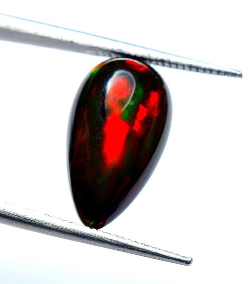 ETHIOPIAN OPAL GEMSTONE Cabochon 4.60 ct Pear Shape Ethiopian Opal Ring Size Natural Opal Gemstone 17x10x6 mm