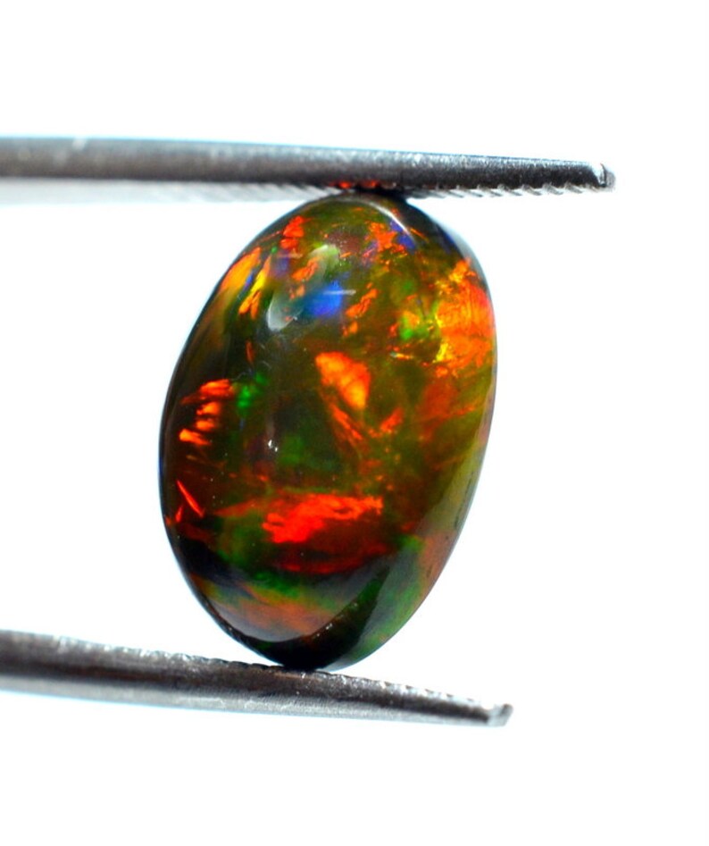 Fire ETHIOPIAN OPAL GEMSTONE Cabochon 3.75 ct Oval Shape Natural Opal Gemstone Ring Size Fire Opal 12x9x7 mmFree Shipping A