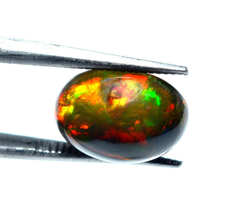 Fire ETHIOPIAN OPAL GEMSTONE Cabochon 3.75 ct Oval Shape Natural Opal Gemstone Ring Size Fire Opal 12x9x7 mmFree Shipping A