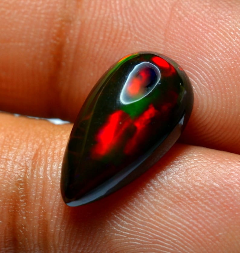 ETHIOPIAN OPAL GEMSTONE Cabochon 4.60 ct Pear Shape Ethiopian Opal Ring Size Natural Opal Gemstone 17x10x6 mm