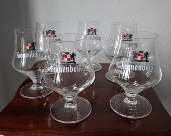 6 beer glasses - rare shape - 1970s - 0.3 liters - KRONENBOURG, Strasbourg - largest French brewery