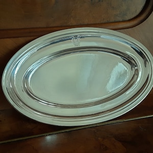 Maritime oval serving plate around 1900 silver-plated, Koch & Bergfeld, Bremen 1st-class service Norddeutscher Lloyd image 1