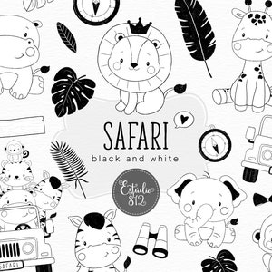 Animales Safari Clipart vivero minimalista doodle animal Clip Art Descarga digital