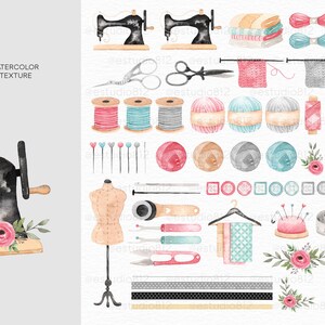 Sewing Watercolor Clipart Clip Art - Etsy