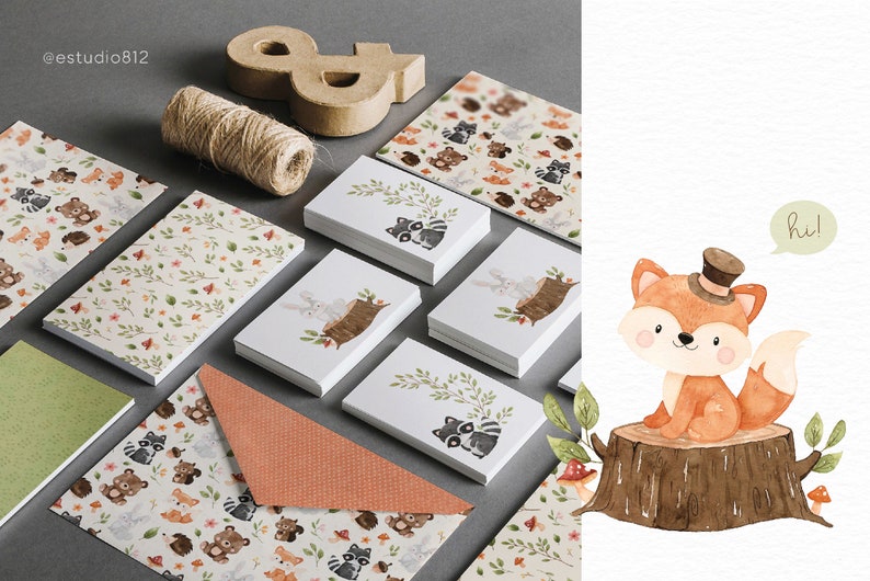 May include: A watercolor illustration of a fox wearing a top hat and sitting on a tree stump. The fox is orange and brown with a white face and a bushy tail. The tree stump is brown and has green leaves growing from it. The fox is saying "hi!" in a speech bubble.