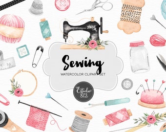 Sewing Watercolor Clipart Clip Art