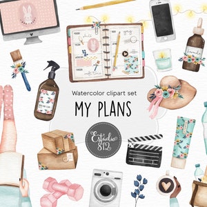 Planner Clipart Watercolor Digital download clip art