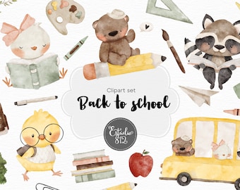 Back to school Clipart, Teacher Watercolor Digital Clipart, Planner set, school water color. watercolor clipart