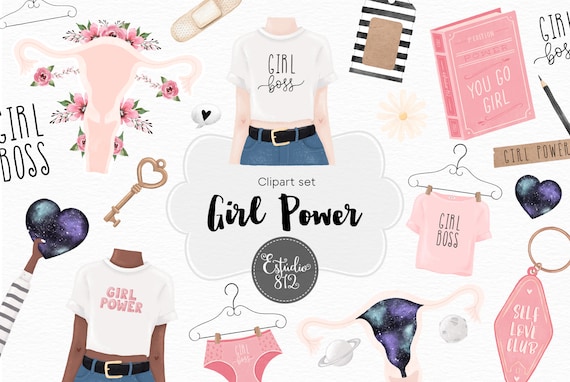 Girl power clipart,planner clipart, girl boss clipart, feminine clipart, womans clipart