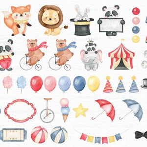 Circus Nursery Clipart, Circus Animals Watercolor Digital Clipart ...
