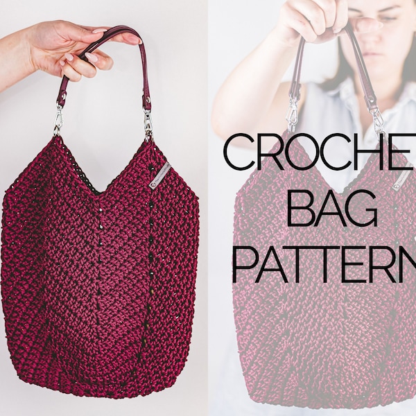 Crochet Bag with Handles Pattern | Crochet Market Bag Pattern | Crochet Reusable Net Bag Pattern | Crochet Tulip Bag | PDF | Tutorial Video
