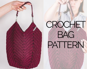 Crochet Bag with Handles Pattern | Crochet Market Bag Pattern | Crochet Reusable Net Bag Pattern | Crochet Tulip Bag | PDF | Tutorial Video