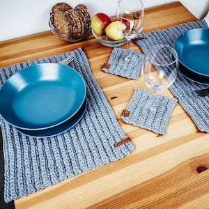 Crochet Rectangular Placemat and Coaster Set Pattern