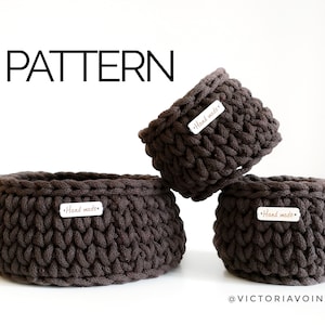 Crochet Round Basket Pattern | Crochet Bathroom Storage Basket | Set of Rope Baskets Pattern